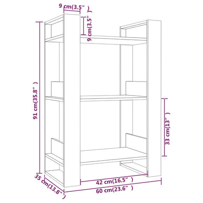 Libreria/Divisorio Grigio 60x35x91 cm in Legno Massello di Pino | homemem39