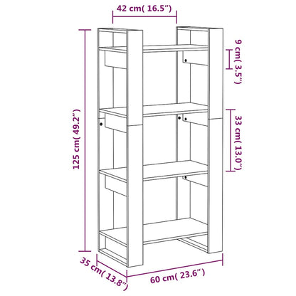 Libreria/Divisorio 60x35x125 cm in Legno Massello di Pino