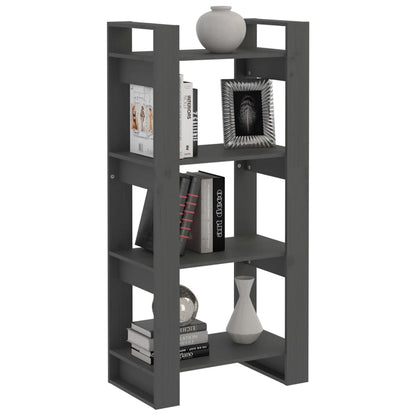 Libreria/Divisorio Grigio 60x35x125 cm Legno Massello