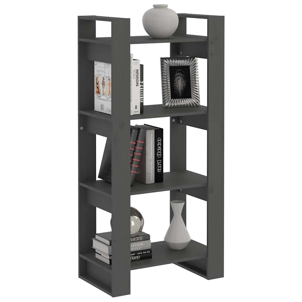 Libreria/Divisorio Grigio 60x35x125 cm Legno Massello