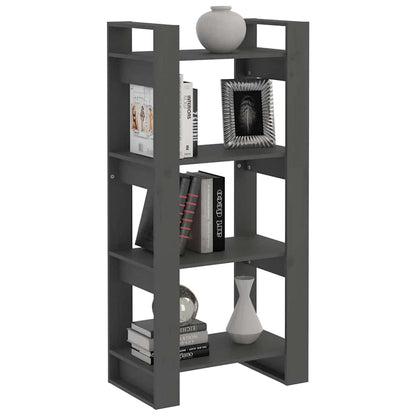 Libreria/Divisorio Grigio 60x35x125 cm Legno Massello