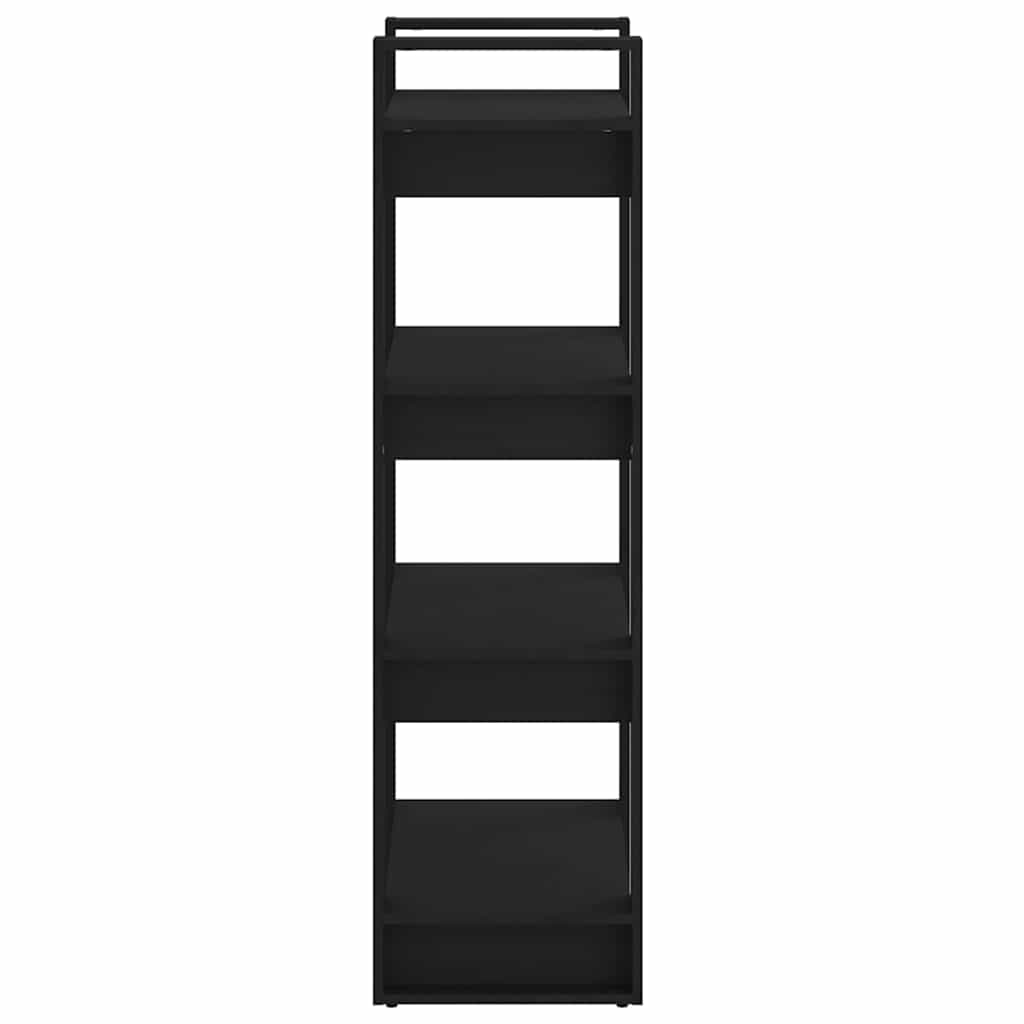 Libreria/Divisorio Nero 80x35x125 cm Legno Massello