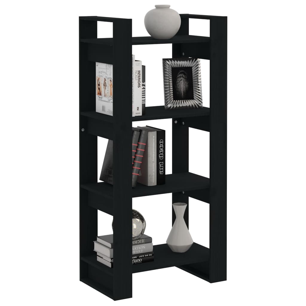 Libreria/Divisorio Nero 80x35x125 cm Legno Massello | homemem39
