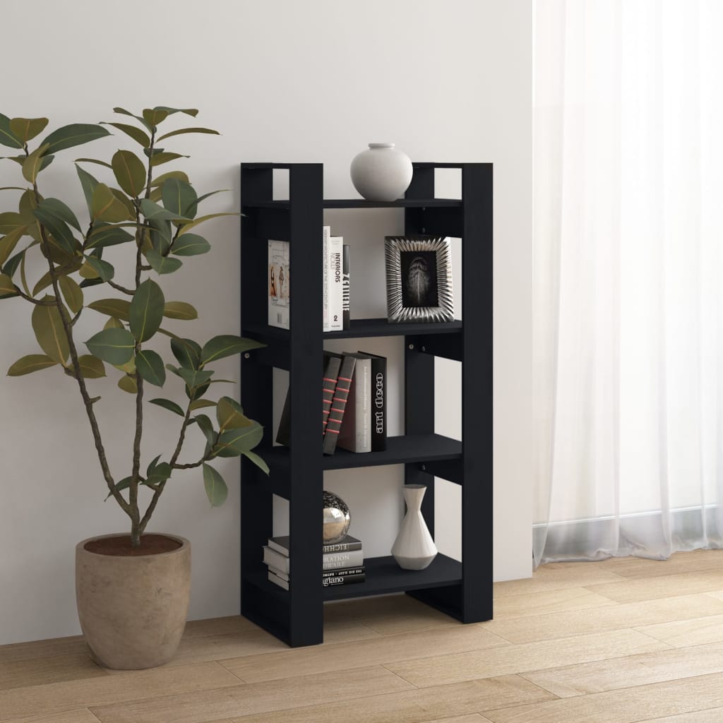 Libreria/Divisorio Nero 80x35x125 cm Legno Massello | homemem39