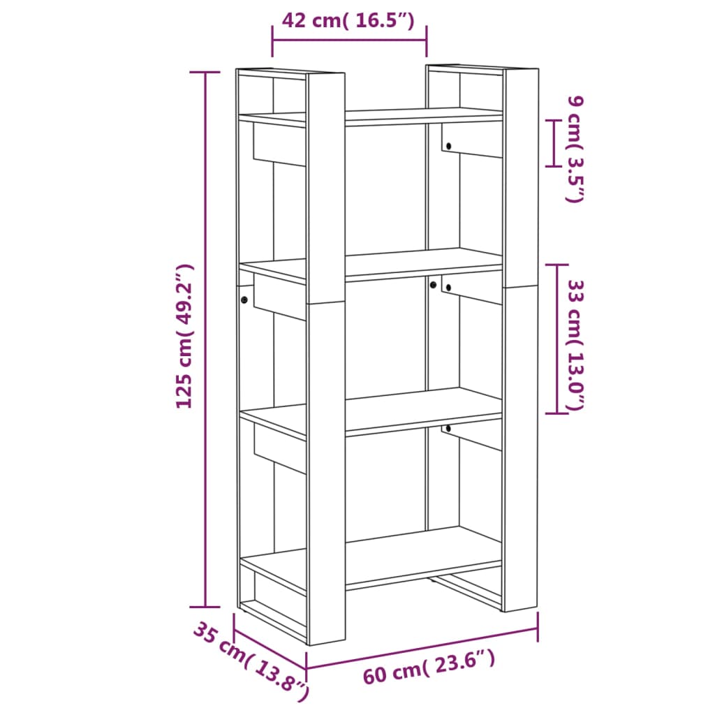 Libreria/Divisorio Nero 80x35x125 cm Legno Massello | homemem39