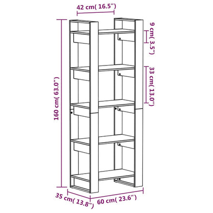 Libreria/Divisorio Marrone ambra 60x35x160 cm Legno Massello
