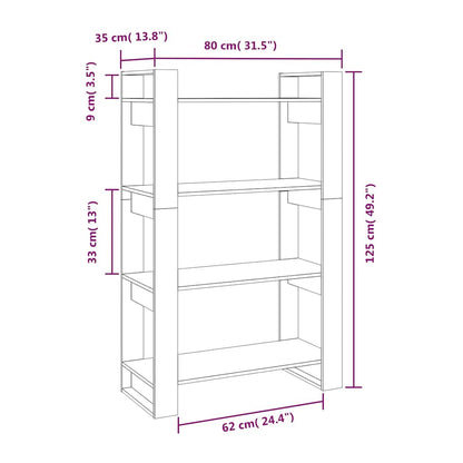 Libreria/Divisorio Bianco 80x35x125 cm Legno Massello di Pino