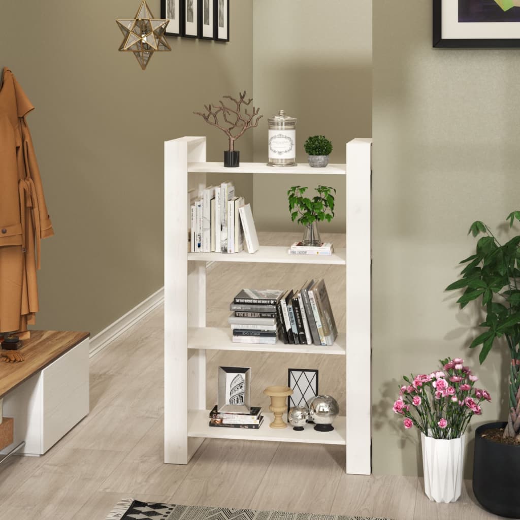 Libreria/Divisorio Bianco 80x35x125 cm Legno Massello di Pino | homemem39