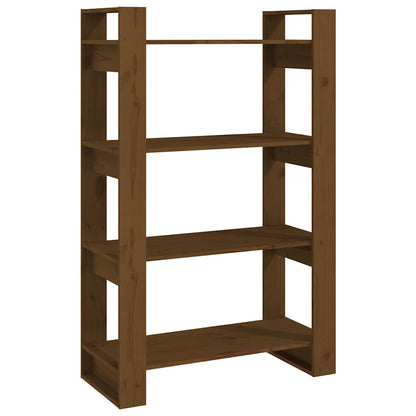 Libreria/Divisorio Ambrato 80x35x125 cm Legno Massello di Pino