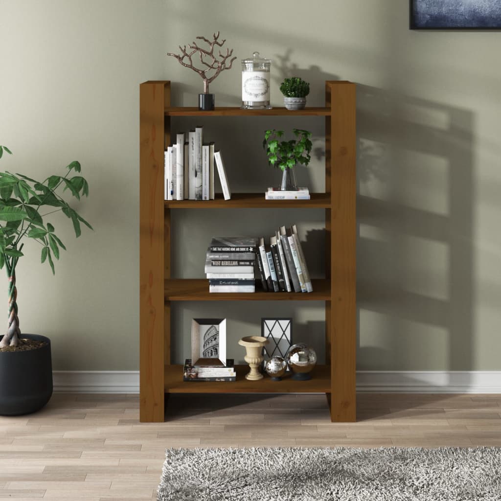 Libreria/Divisorio Ambrato 80x35x125 cm Legno Massello di Pino | homemem39