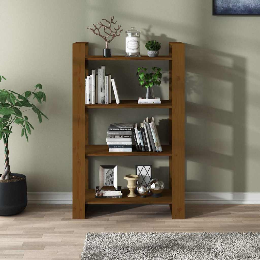 Libreria/Divisorio Ambrato 80x35x125 cm Legno Massello di Pino