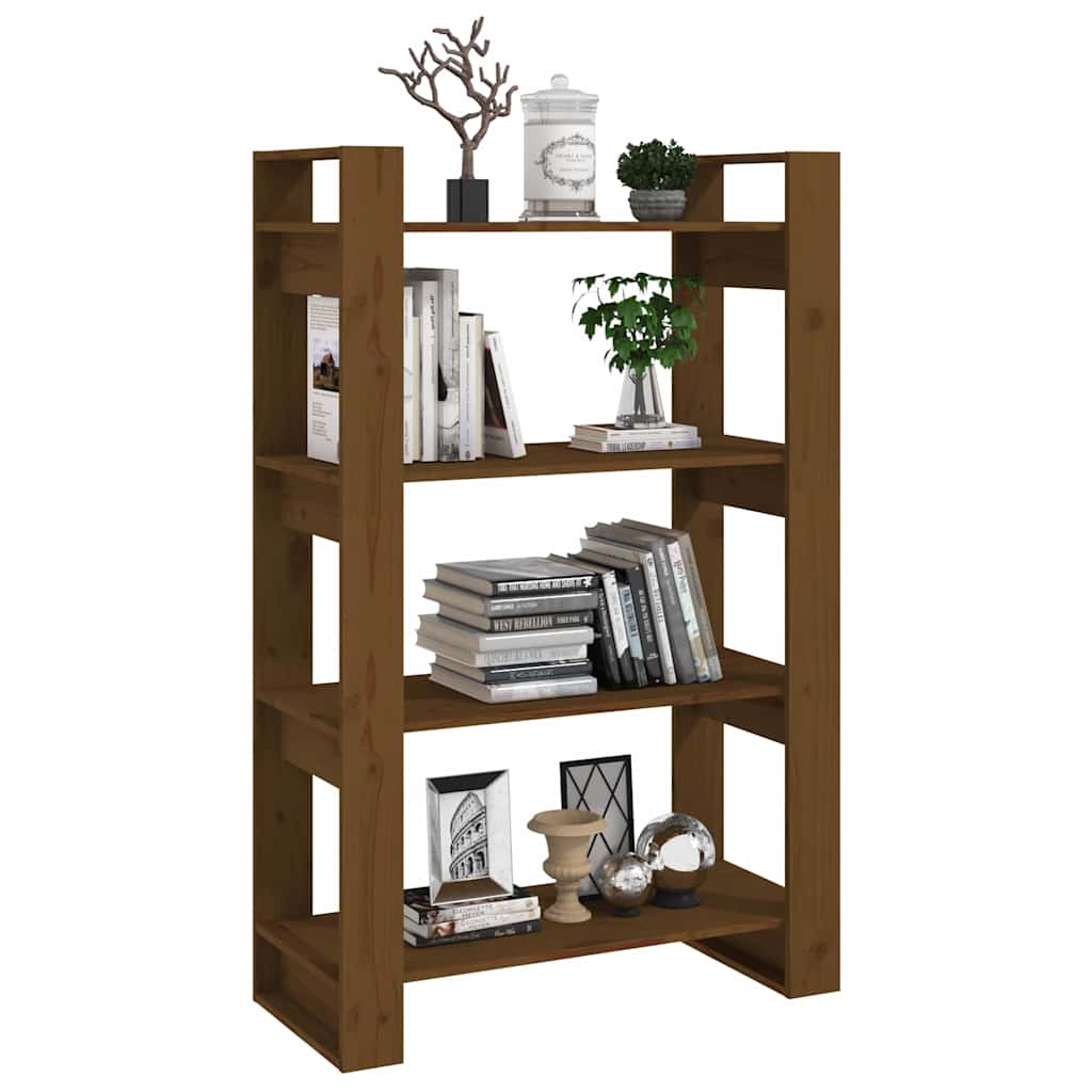 Libreria/Divisorio Ambrato 80x35x125 cm Legno Massello di Pino