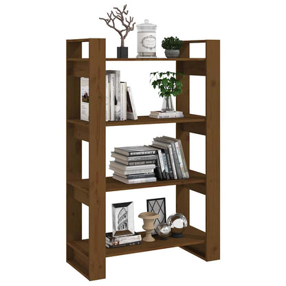 Libreria/Divisorio Ambrato 80x35x125 cm Legno Massello di Pino