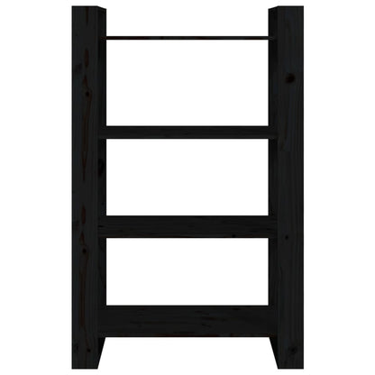 Libreria/Divisorio Nero 80x35x125 cm in Legno Massello di Pino
