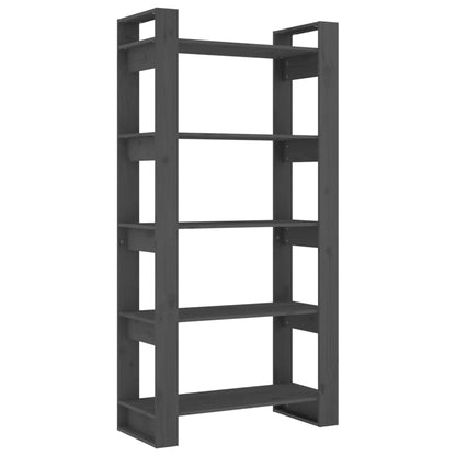 Libreria/Divisorio Grigio 80x35x160 cm Legno Massello