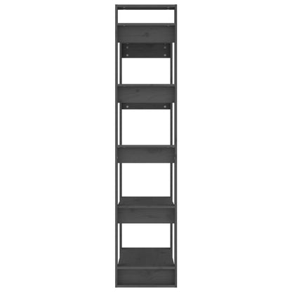 Libreria/Divisorio Grigio 80x35x160 cm Legno Massello