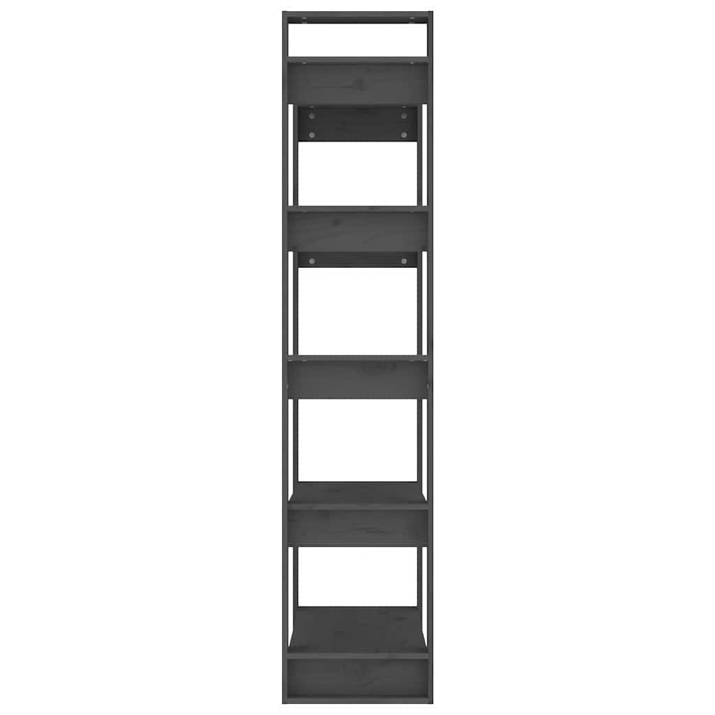 Libreria/Divisorio Grigio 80x35x160 cm Legno Massello