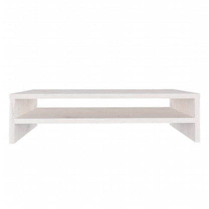 Supporto per Monitor Bianco 50x24x13 cm Legno Massello di Pino