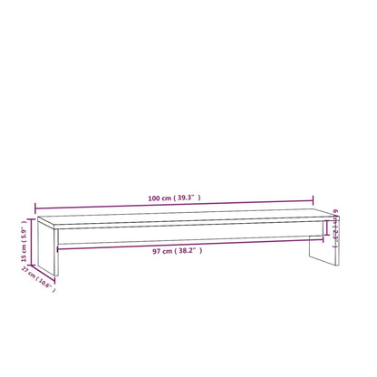 Monitor Stand 100x27x15 cm in Solid Pine Wood