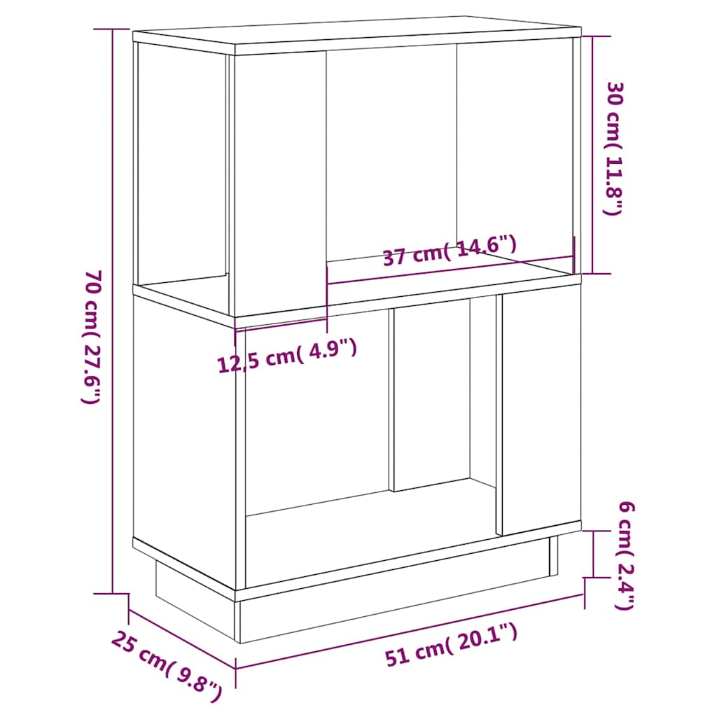 Libreria/Divisorio 51x25x70 cm in Legno Massello di Pino