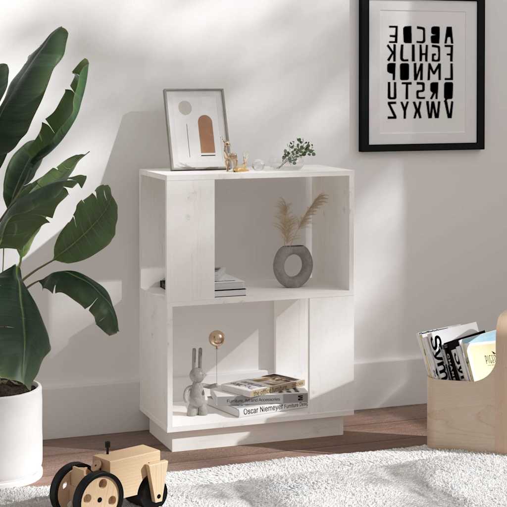 Libreria/Divisorio Bianco 51x25x70 cm in Legno Massello di Pino
