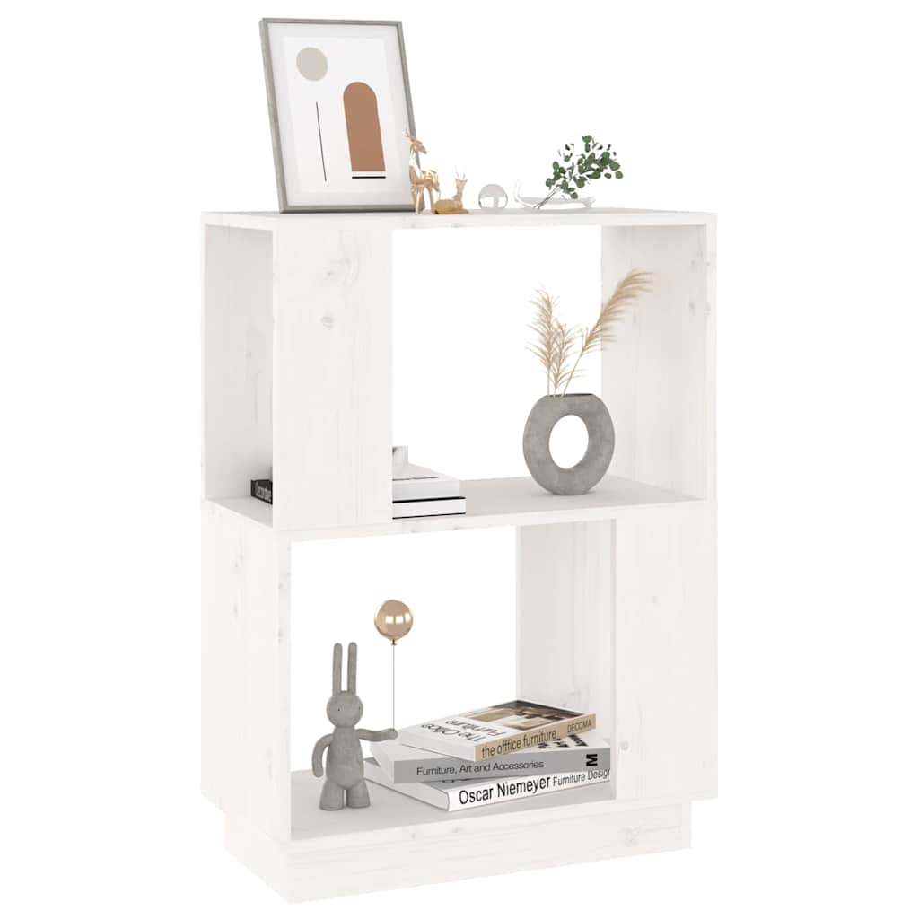 Libreria/Divisorio Bianco 51x25x70 cm in Legno Massello di Pino