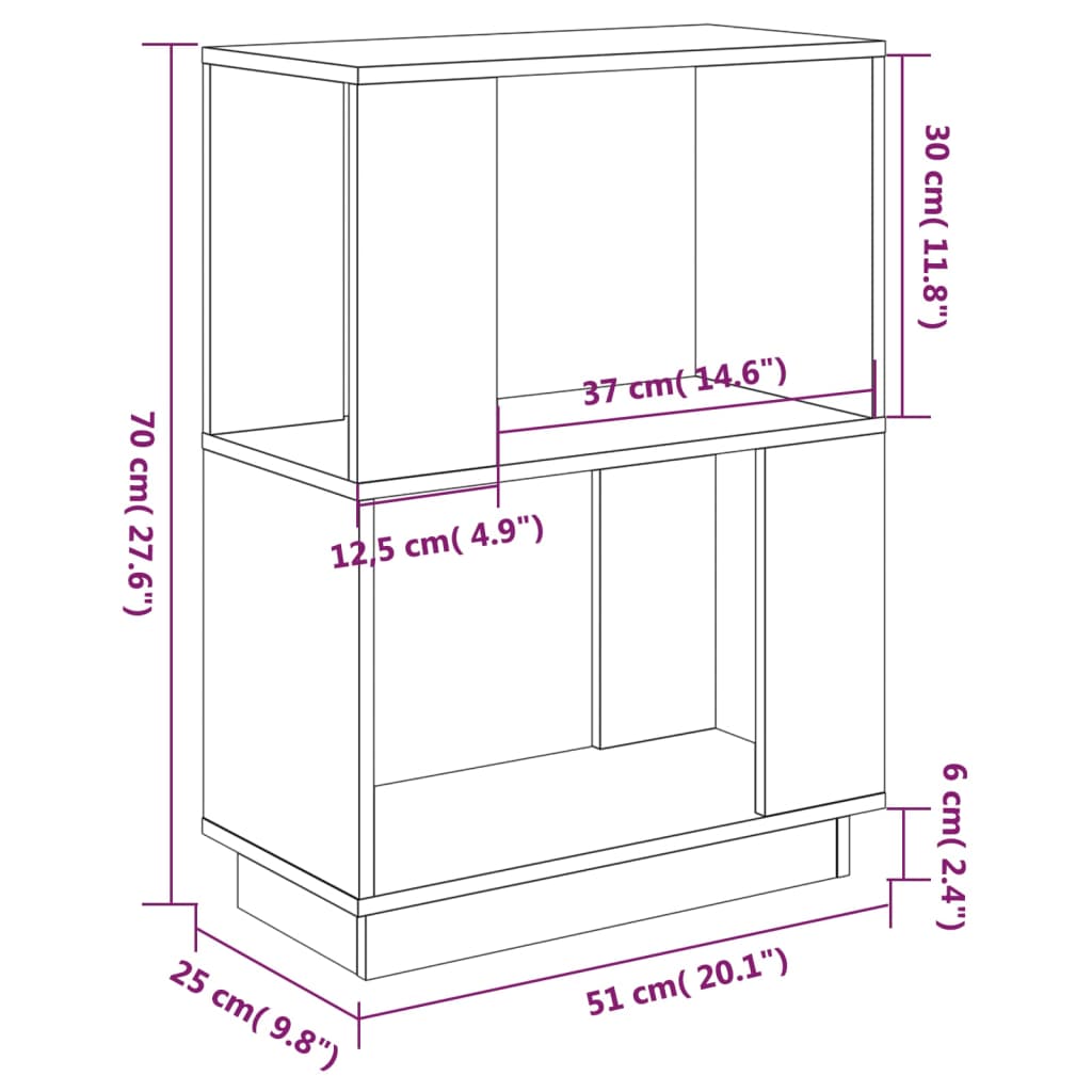 Libreria/Divisorio Bianco 51x25x70 cm in Legno Massello di Pino | homemem39