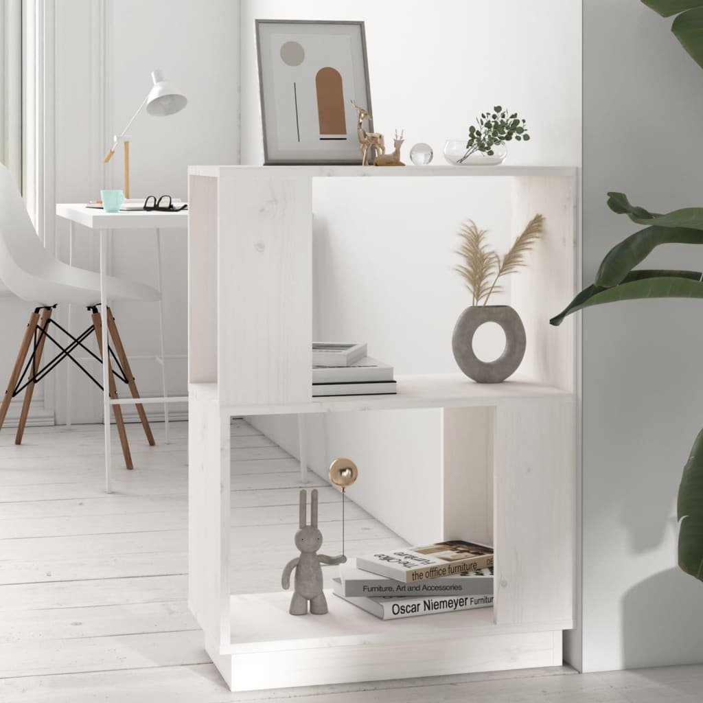 Libreria/Divisorio Bianco 51x25x70 cm in Legno Massello di Pino | homemem39