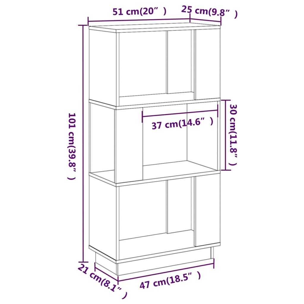 Libreria/Divisorio Grigio 51x25x101 cm Legno Massello di Pino | homemem39