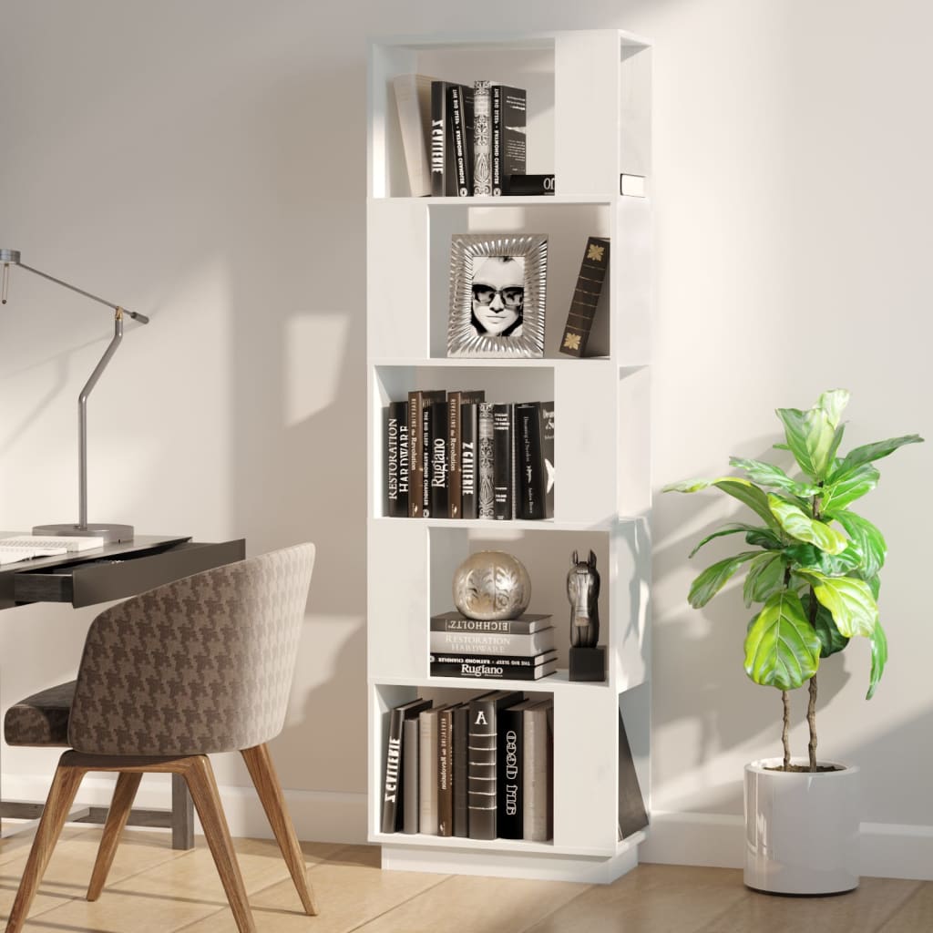 Libreria/Divisorio Bianco 51x25x163,5 cm Legno Massello di Pino | homemem39