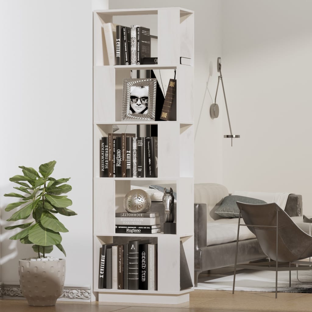 Libreria/Divisorio Bianco 51x25x163,5 cm Legno Massello di Pino | homemem39
