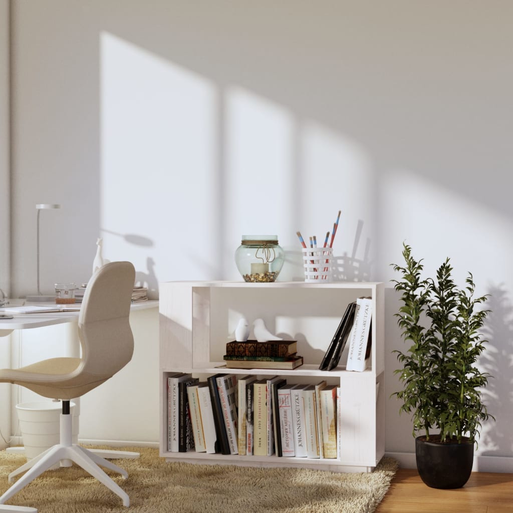 Libreria/Divisorio Bianco 80x25x70 cm in Legno Massello di Pino | homemem39