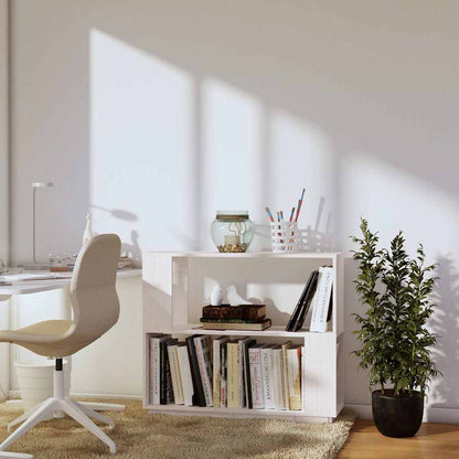 Libreria/Divisorio Bianco 80x25x70 cm in Legno Massello di Pino