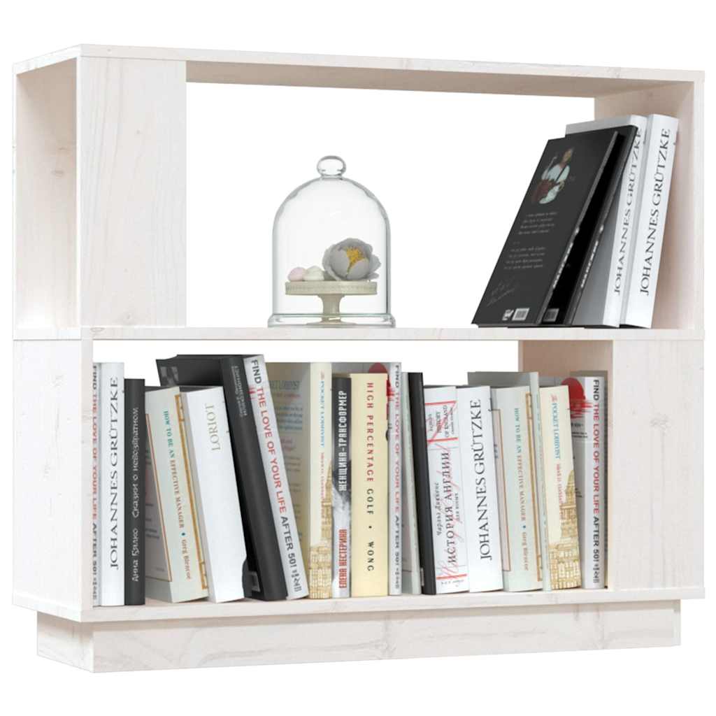 Libreria/Divisorio Bianco 80x25x70 cm in Legno Massello di Pino