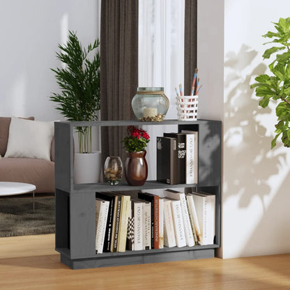 Libreria/Divisorio Grigio 80x25x70 cm in Legno Massello di Pino | homemem39