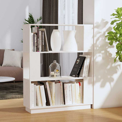 Libreria/Divisorio Bianco 80x25x101 cm Legno Massello di Pino