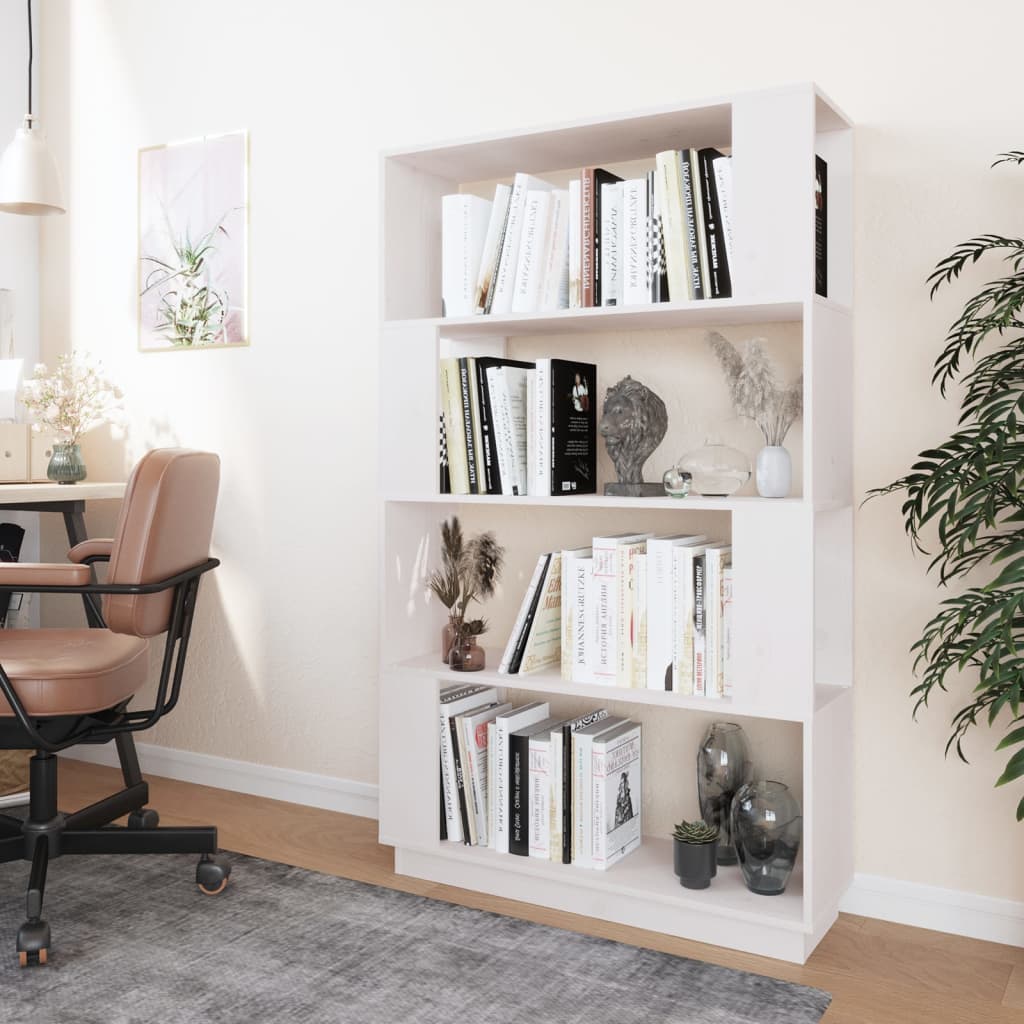 Libreria/Divisorio Bianco 80x25x132 cm Legno Massello di Pino | homemem39