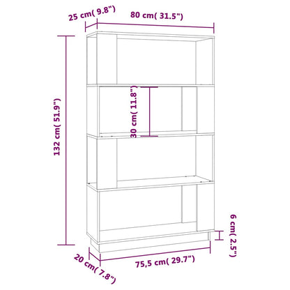 Libreria/Divisorio Bianco 80x25x132 cm Legno Massello di Pino