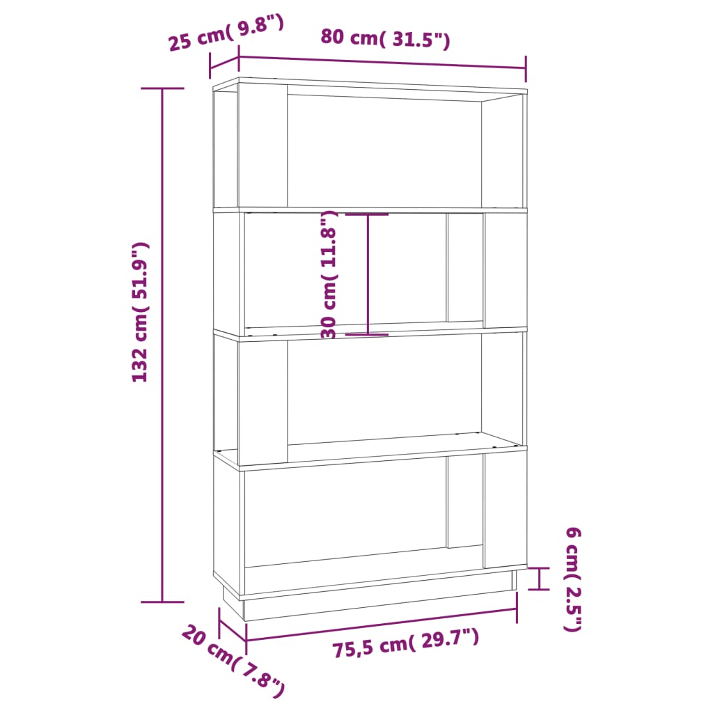 Libreria/Divisorio Ambrato 80x25x132 cm Legno Massello di Pino | homemem39
