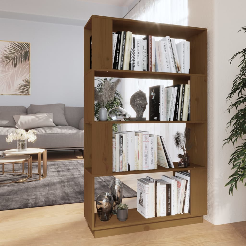 Libreria/Divisorio Ambrato 80x25x132 cm Legno Massello di Pino