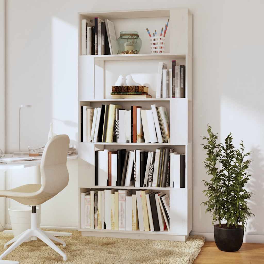 Libreria/Divisorio Bianco 80x25x163,5 cm Legno Massello di Pino | homemem39