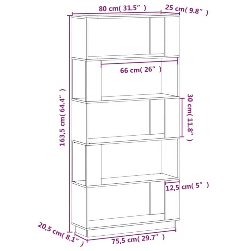 Libreria/Divisorio Bianco 80x25x163,5 cm Legno Massello di Pino | homemem39