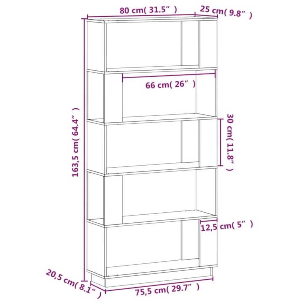 Libreria/Divisorio Bianco 80x25x163,5 cm Legno Massello di Pino