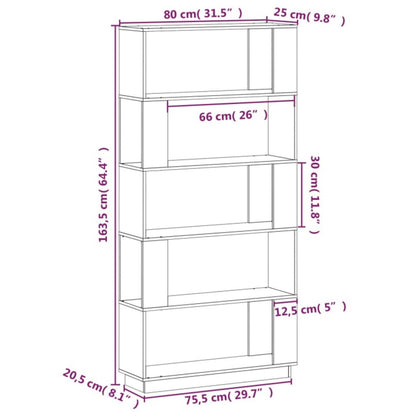 Libreria/Divisorio Bianco 80x25x163,5 cm Legno Massello | homemem39