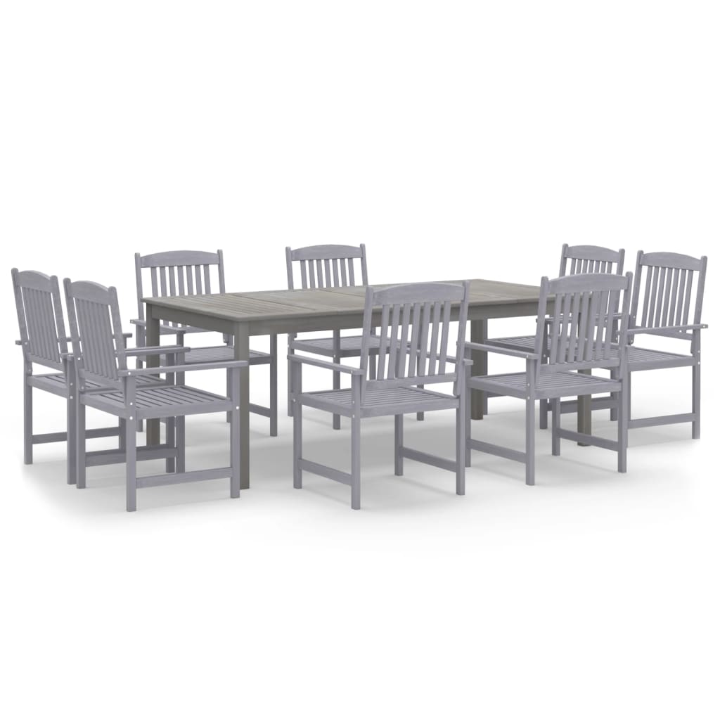 Set da Pranzo da Giardino 9 pz Legno Massello di Acacia Grigio - homemem39