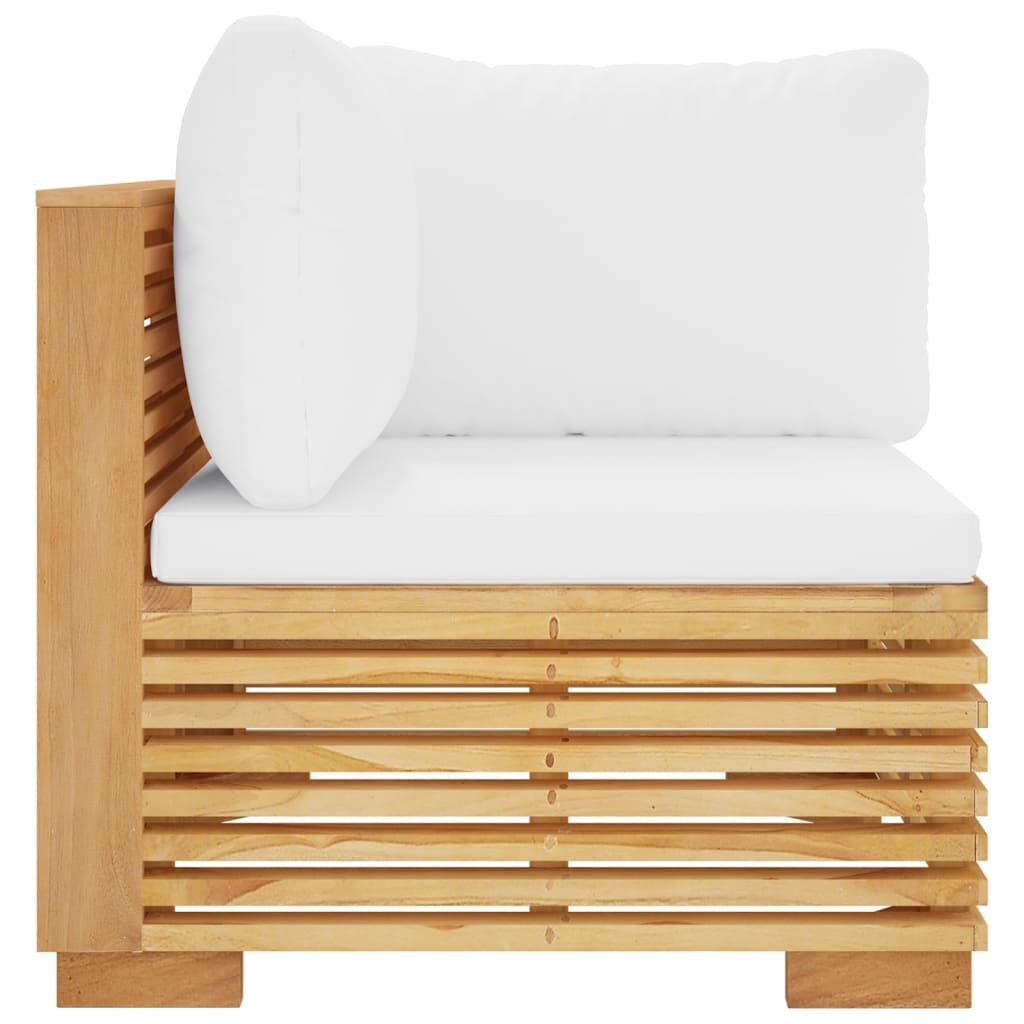 Divano Angolare da Giardino con Cuscini Crema Massello di Teak | homemem39