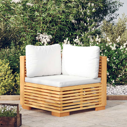 Divano Angolare da Giardino con Cuscini Crema Massello di Teak | homemem39