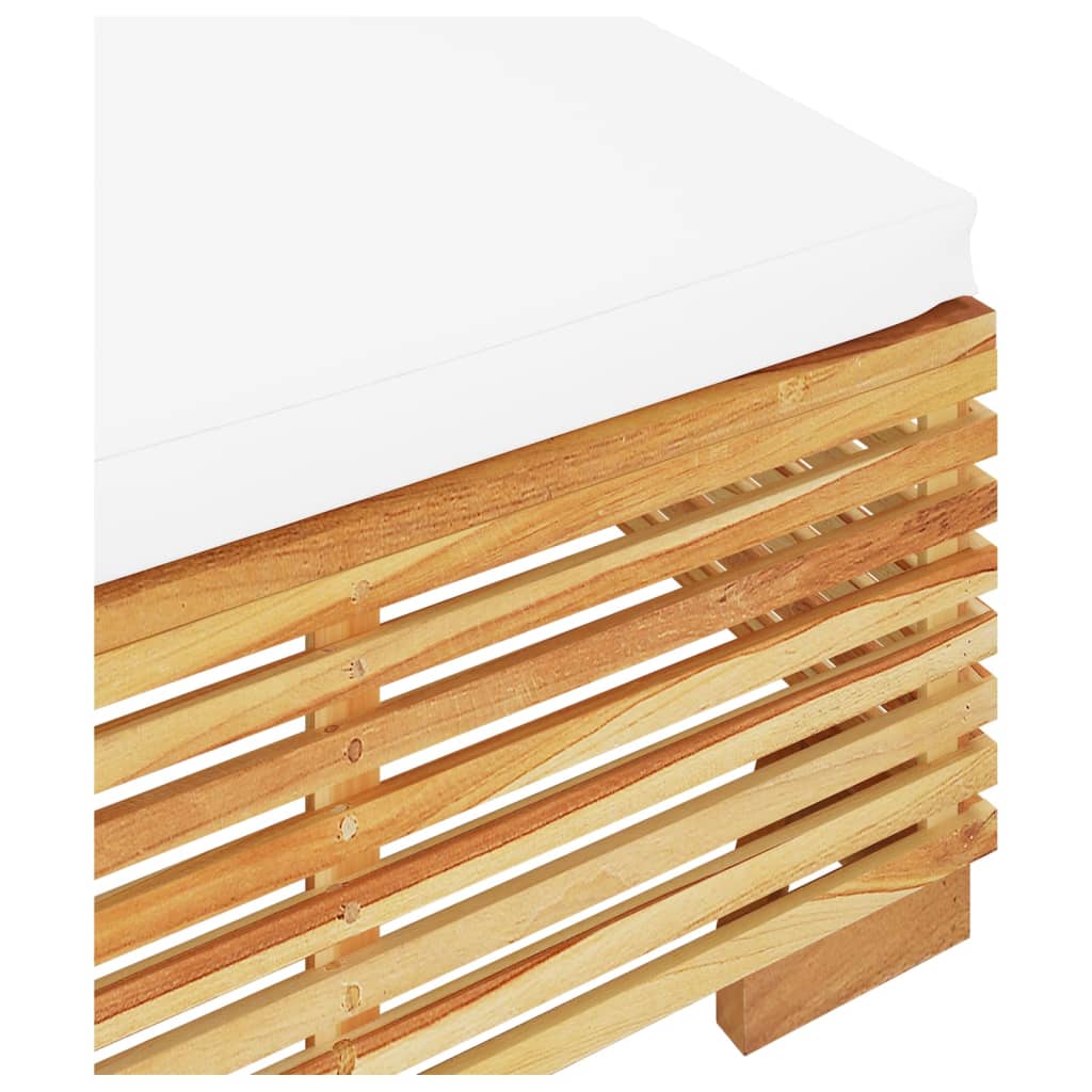 Poggiapiedi da Giardino con Cuscino Crema Legno Massello Teak | homemem39