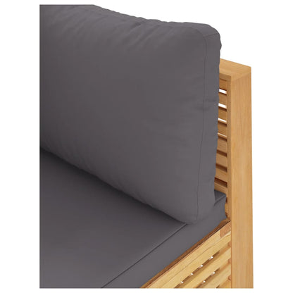 Divano Angolare Giardino Cuscini Grigio Scuro Massello di Teak | homemem39