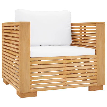 Divano da Giardino con Cuscini Crema in Legno Massello di Teak | homemem39